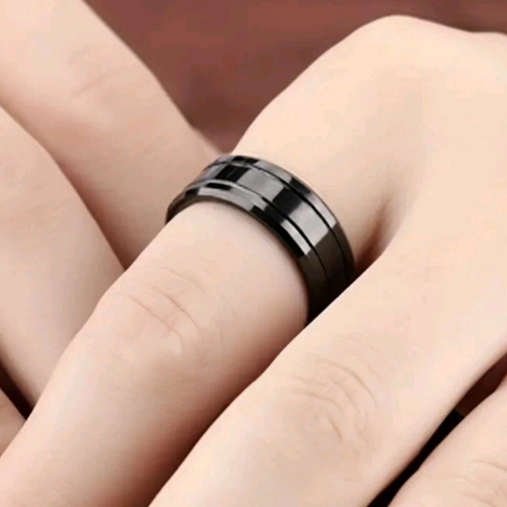 New! Tungsten  Black Men  Ring Enegement , Wedding , Birthdays And More Size 5